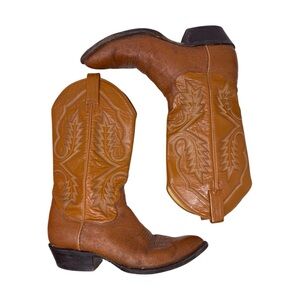 Sanders Boots brown leather cowboy western style men’s size 8D handcrafted